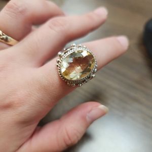 Heavy sterling Filigree ring with Heliodor Stone